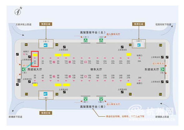 杭州东检票口2b在哪个位置谁有分布图