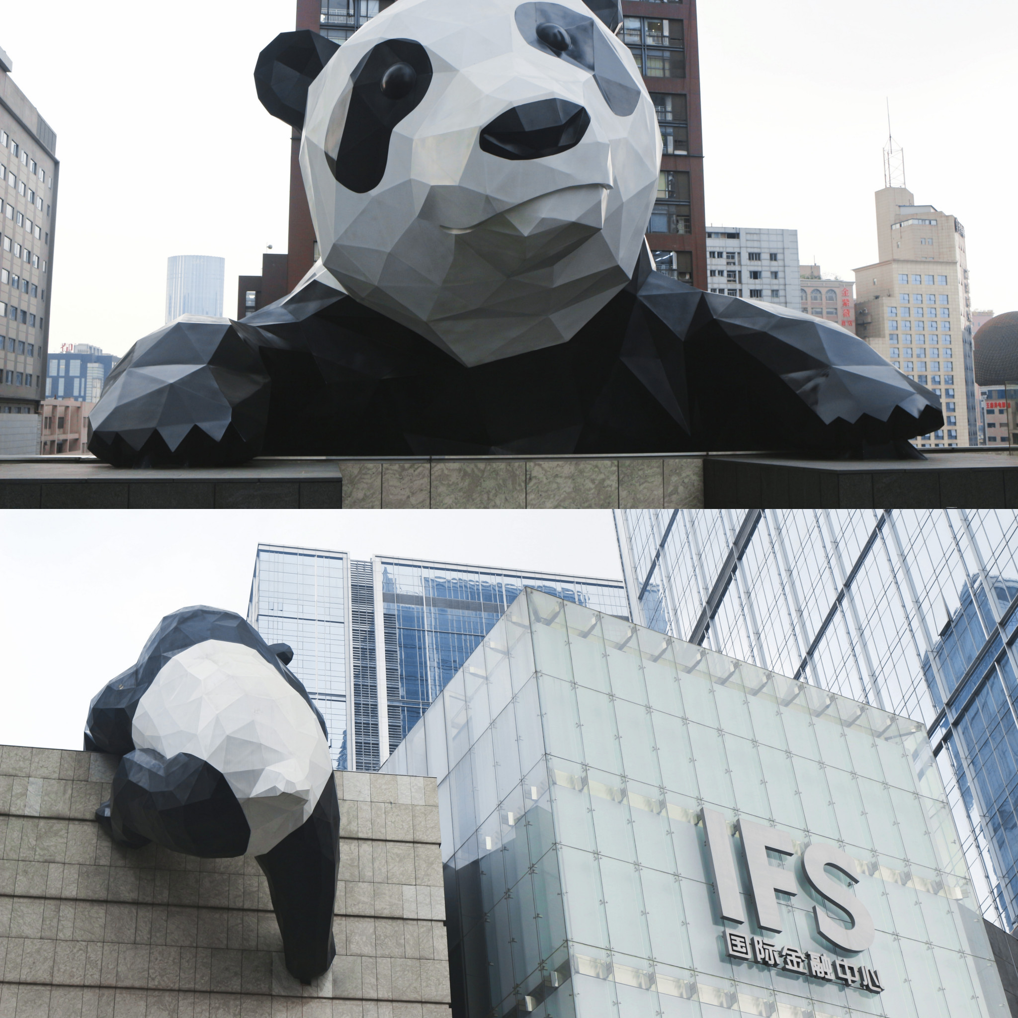 四川 游记   太古里离春熙路也很近,哈哈来到太古里看大熊猫雕塑是