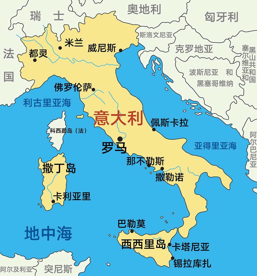 意大利地区图