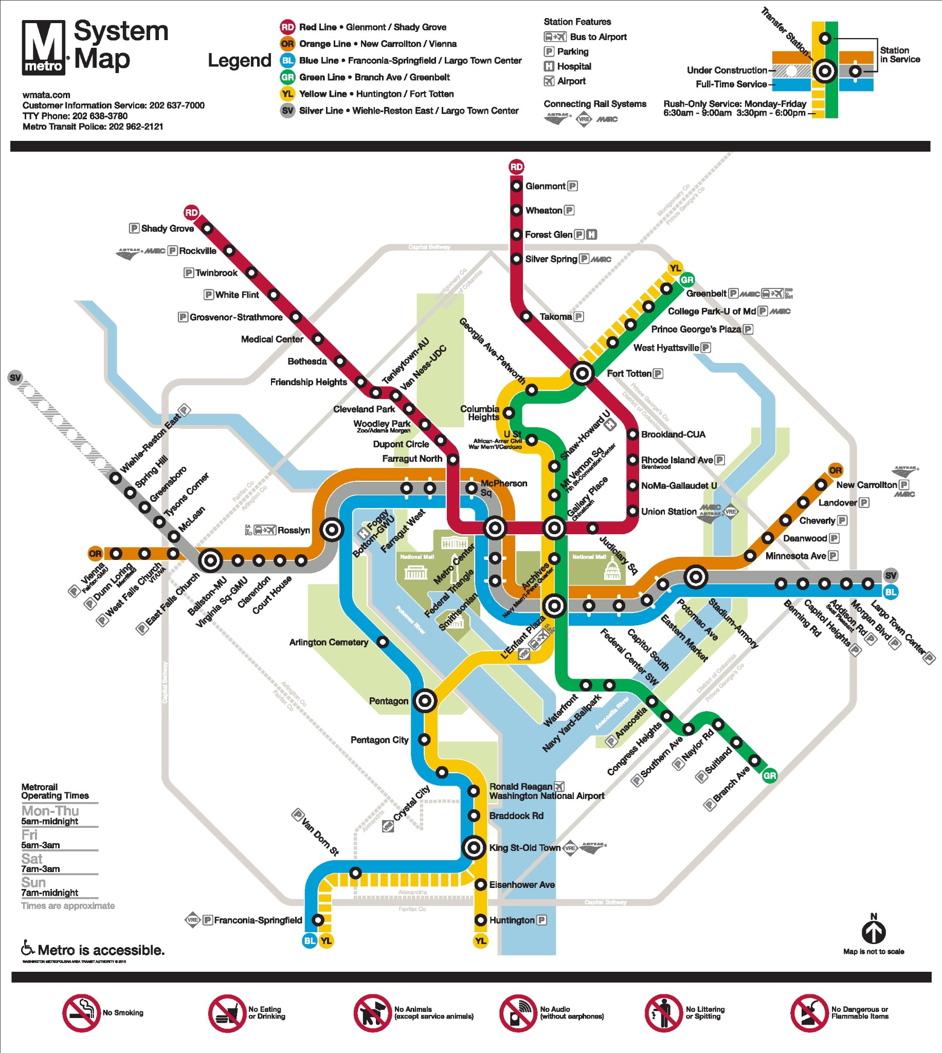 价格便宜,但是不建议搭乘大巴,还是地铁直观,下面是华盛顿地区的地铁