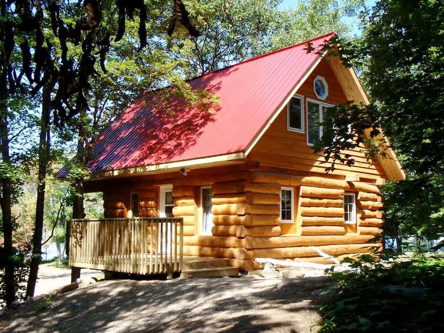 water front log cabin