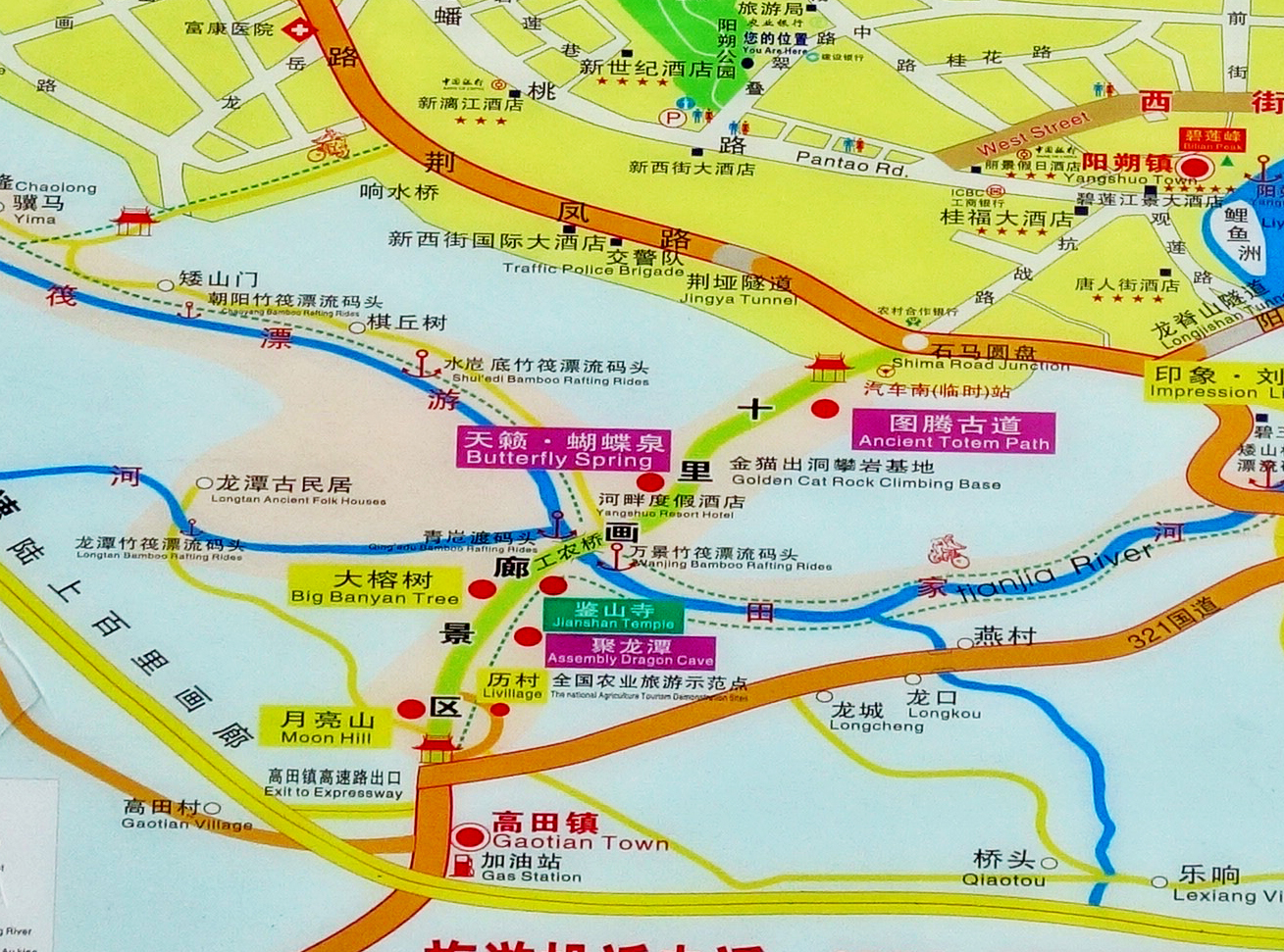 YangShuo Ten Mile Gallery tourist map